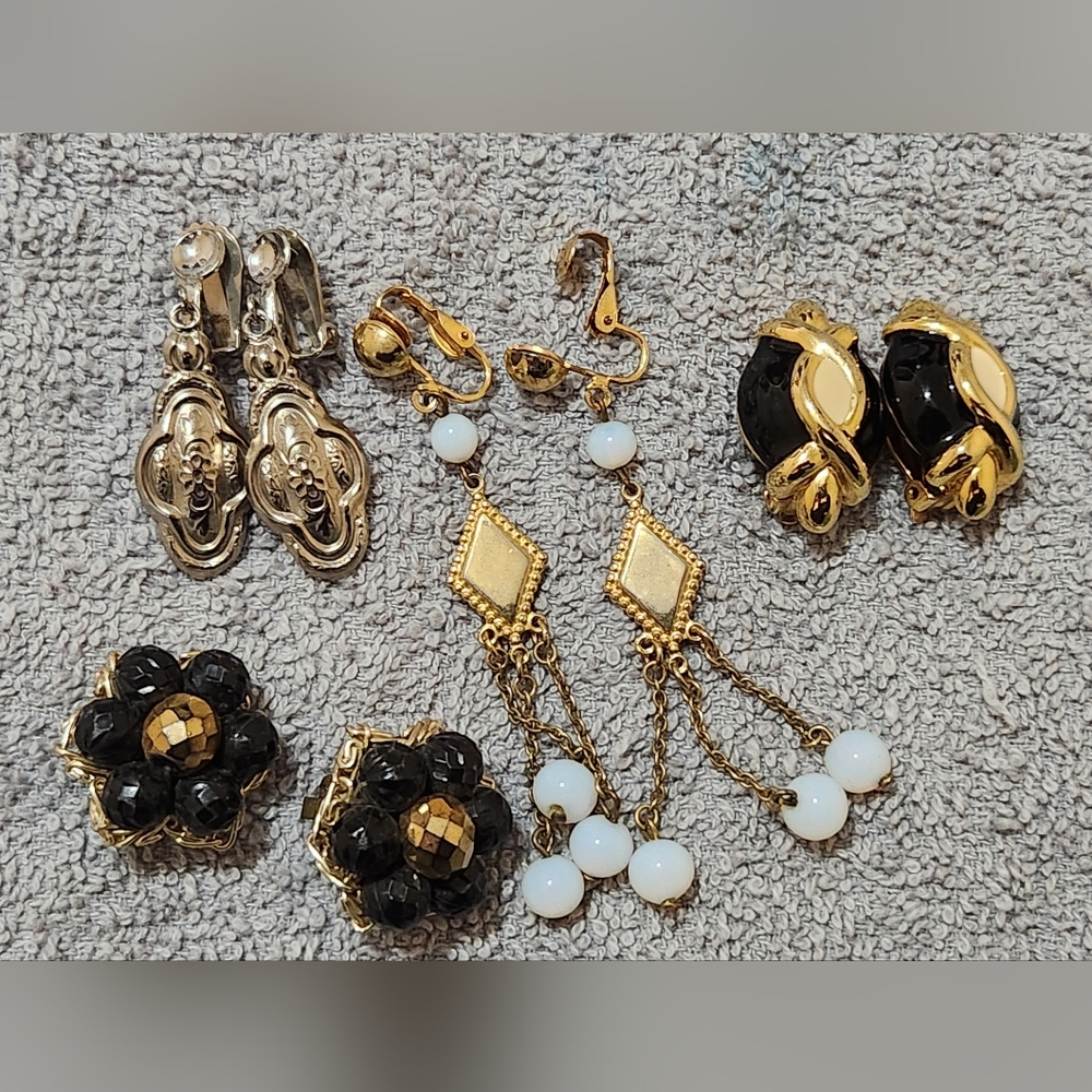 Vintage Clip On Earrings Bundle Gold and Silver Tone